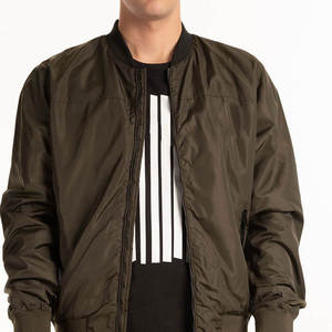 <b>MEN'S</b> PREMIUM OLIVE GREEN BOMBER <b>JACKET</b> WITH RIB KNIT COLLAR CUFFS ZIPPER CLOSURE FRONT ZIP POCKETS <b>LIGHTWEIGHT</b> CASUAL OUTERWEAR - Product Image 2