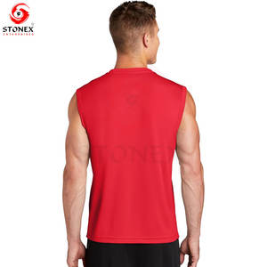Camiseta sin mangas para hombre, chaleco de gimnasio de poliéster de secado rápido, camiseta deportiva que absorbe la humedad para culturismo, correr, entrenamiento físico - Product Image 4