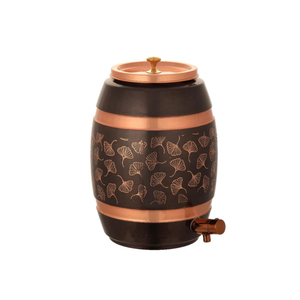 Distributeur d'eau artisanal en cuivre pur avec design antique Salai côtelé, capacité de 5L à 16L, réservoir d'eau Matka avec robinet anti-fuite - Product Image 6