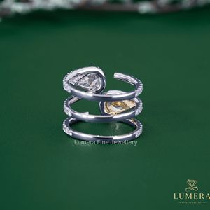 LUMERA Pear Cut Diamond <b>Open</b> Halo Wrap <b>Ring</b> White Gold Double Band Luxury Engagement <b>Ring</b> for Women - Product Image 6