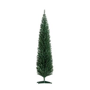 8 arbres de Noël artificiels minces avec 618 pointes de branches réalistes, support en plastique vert, sans fonction d'éclairage automatique, décorations de Noël - Product Image 5