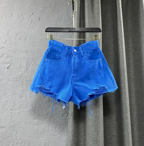 Shorts de mezclilla vintage para mujer con encaje, lavados, rasgados, elásticos, de cintura alta, informales, estilo streetwear, venta al por mayor, novedad 2026 - Product Image 4