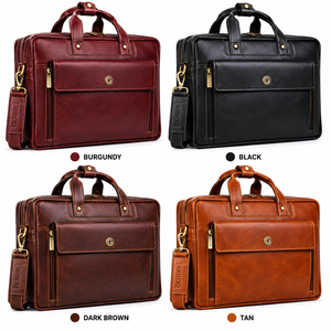Sac à main de luxe en cuir véritable pour ordinateur portable, sac messager artisanal en cuir de vachette pour homme, sac à bandoulière exécutif - Product Image 4