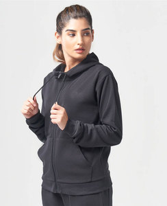 Sweat à capuche surdimensionné décontracté tricoté haut court fitness en plein air col à capuche vêtements de sport décontracté solide tricoté sweats à capuche pour femme - Product Image 3