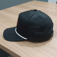 Casquette de golf personnalisée à 5 panneaux, perforée, découpée au laser, visière pré-courbée, OEM ODM, marque privée, vente en gros, faible MOQ