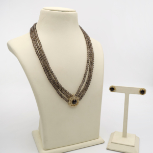 Elegante Conjunto de Collar y Pendientes de Cuarzo Ahumado con Corte Cojín de 10MM, Joyería de Moda con Piedras Preciosas para Mujer - Product Image 2