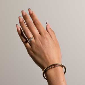 แหวนหมั้น Toi Et Moi ทองคำแท้ 14K 18K รูปไข่ทรง Asscher ประดับเพชรเพาะเลี้ยงสองเม็ด ดีไซน์หรูหราทันสมัยสำหรับเจ้าสาว - Product Image 2