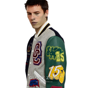 Glory Zone Custom <b>Mens</b> Vintage Varsity <b>Jacket</b> Heavyweight Wool <b>Leather</b> Sleeve Letterman Baseball Coat 51 - Product Image 3
