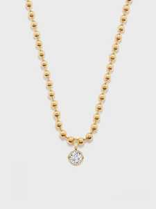 Collier à pendentif en diamant de laboratoire de 2 carats, taille ronde, serti clos, en or massif 14K, avec chaîne à billes de 3mm, 17 pouces, pour superposition, bijoux fins - Product Image 4