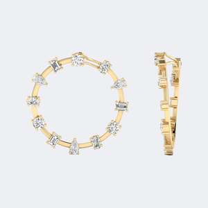 Boucles d'oreilles créoles ouvertes serties de diamants de formes variées, 0,70 CTW - Product Image 4