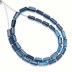 Perles de topaze bleue naturelle facettées en forme de tube, 8 mm-12 mm, qualité AAA, pierres précieuses fantaisie pour bijoux. - Product Image 5