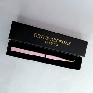 Pince à épiler en acier inoxydable rose pointue Getup Brosons Impex, pointe lisse, outil de précision, emballage en boîte - Product Image 4