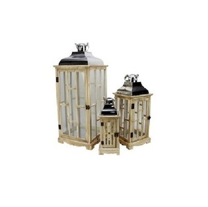 Portavelas de Madera Natural con Paneles de Vidrio y Asa de Cuerda, Decoración Rústica para Bodas - Product Image 3