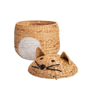 Cesta de Almacenamiento de Jacinto de Agua con Forma de Gato Adorable, Cesto Organizador de Juguetes Tejido con Forma de Animalito para Habitación Infantil - Product Image 2