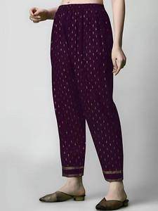 <b>Women</b> Purple Embroidered Rayon Anarkali <b>Kurta</b> Set Trousers Dupatta Traditional Indian Pakistani Wear Casual Regular Fit - Product Image 5