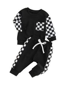 Customized Brand Baby Casual Print Color-Block Zip-<b>Up</b> Hooded Jersey Sweatshirt Joggers 100% Cotton ODM Autumn Winter Knitted - Product Image 2