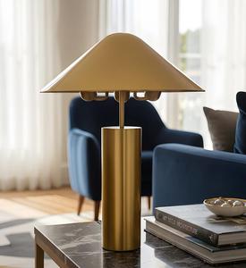 Modern Brass Table Lamp with Cone Metal Shade Warm White <b>Light</b> for Bedroom Decorative <b>Lighting</b> - Product Image 4