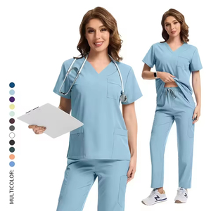 Factory Popular Modern <b>Scrub</b> Suit Hospital Medical Uniforms Unisex Knitted Fabric Eco-Friendly Custom Logo Doctor <b>Nurse</b> <b>Scrubs</b> - Product Image 2