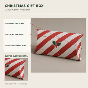 <b>Christmas</b> Candy Stripe Paper Gift <b>Box</b> Holiday Packaging Pillow <b>Box</b> Custom Printed Festive Favor <b>Box</b> - Product Image 6