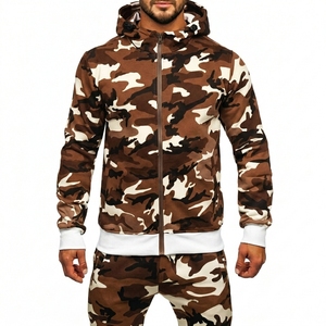 Fishing <b>Jackets</b> <b>Men</b> Blue Camouflage Hooded Tracksuit Zipper Closure Casual Wear Autumn Season Breathable Polyester Material - Product Image 3
