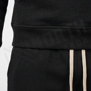 Ensemble de survêtement noir à capuche pour homme, sweat-shirt zippé et pantalon de jogging, couleur unie décontractée, 100 % coton respirant, idéal pour l'automne - Product Image 5