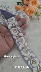 Embroidered Lace Trim 1.5 Inch Floral Border Ribbon <b>for</b> Garments Dresses Saree Craft Decoration - Product Image 5