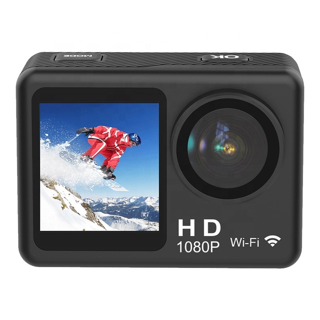 D2C Wholesale Recording Video 1080P 4K MicroSD Wifi 30M Waterproof Case Helmet Motorcycle Sports Cam Dual Screen Action Camera