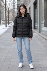 Veste d'hiver matelassée à capuche pour femme, couleur violette, manches longues, fermeture éclair, rembourrage en polyester, doudoune pour femme - Product Image 5