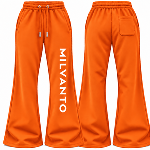 Pantalones Deportivos Anchos Unisex Color Naranja Brillante, de Felpa de Algodón, Estilo Francés, para Hombre y Mujer, Premium, para Invierno, Estilo Urbano - Product Image 1