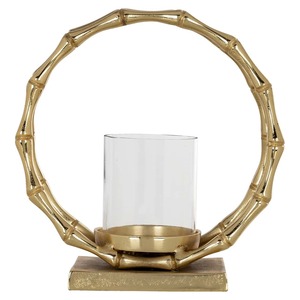 Support de bougie style bambou Golden Stillness, 26 cm de haut, en laiton, décoration d'intérieur - Product Image 5