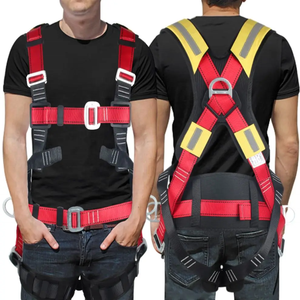 Harnais de sécurité complet rouge-noir-jaune avec sangles réfléchissantes réglables, ceinture de sécurité pour usage industriel - Product Image 5