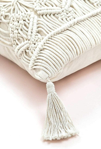 Bohemian Cotton Macrame Handmade <b>Throw</b> <b>Cover</b> for Couch Bed Hotel Décor 16 x 16 inch Cushion Pillow <b>Cover</b> - Product Image 2