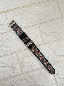 Correa de reloj de cuero genuino hecha a mano de primera calidad, correas de reloj de cuero de repuesto suaves con diseño Floral occidental bohemio personalizado - Product Image 4