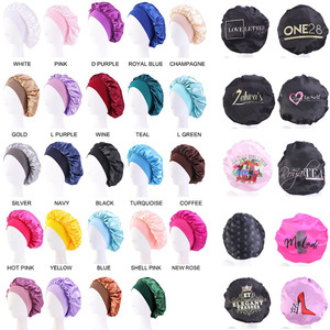 Nouveauté 2026 KJ En gros Bonnets en satin de soie pour femmes avec logo personnalisé, de créateur, double couche, réglables, imperméables, bonnets de douche - Product Image 4