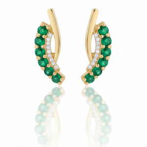 Pendientes de Aro de Plata de Ley 925 con Baño de Oro de 14K y Esmeralda, Sin Níquel, Sin Plomo, Elegante Regalo para Mujer, Aniversario, Fiesta - Product Image 1