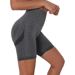 Wholesale 2026 High Waist Women's Workout Yoga Shorts Breathable Solid Color Leggings Lace Decoration <b>Tummy</b> <b>Control</b> Custom Logo - Product Image 1