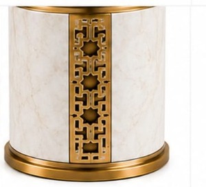 Brûleur d'encens arabe cylindrique Mabkhara en marbre blanc, doré, découpé au laser, pour Oud et Bakhoor, compatible charbon de bois - Product Image 6