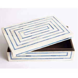 New Arrival Handcrafted Geometric Pattern Bone Inlay Jewelry <b>Box</b> Bone Jewelry Trinket <b>Box</b> For Earrings <b>Necklace</b> Accessories - Product Image 1