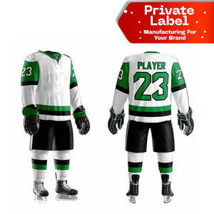 Tenue de hockey sur glace vierge prête à imprimer, kit d'équipe sublimé en gros, ensemble uniforme de hockey sur glace vierge personnalisé, manches raglan bicolores - Product Image 1