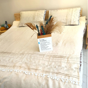 Juego de Cama de 4 Piezas de Lino 100% Sarga, Bordado Pesado Personalizado, Promoción Especial, Ecológico y Absorbente de Humedad, Venta Directa de Fábrica - Product Image 3
