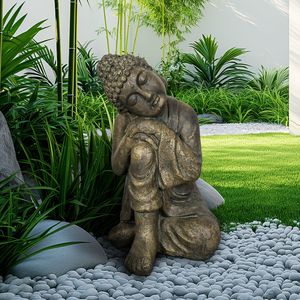 Estatua Decorativa Zen para Exteriores, Escultura de Buda Durmiendo Abrazando su Pierna, para Decoración de Jardín, Patio, Balcón o Porche - Product Image 2