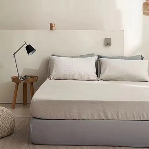 Parures de draps plats en lin naturel, literie en lin, 2 taies d'oreiller, ensembles de draps plats et ajustés - Product Image 4