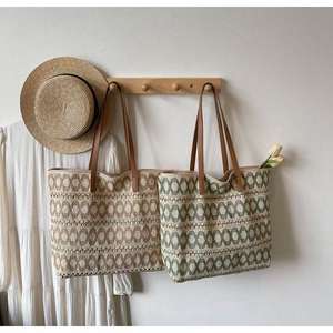 Nouveau sac fourre-tout pour femme en paille tressée vintage, tendance, avec fermeture éclair, grande capacité, sac à bandoulière pour la vie quotidienne - Product Image 1