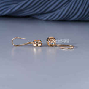 Pendientes de Aro de Oro Amarillo de 14K con Moissanita de Corte Redondo para Mujer, 2.06ct, 2 Piedras, Joyería de Lujo para Aniversario de Bodas, Regalo Chapado en Oro - Product Image 4