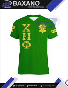 Camiseta de la Hermandad Chi Eta Phi con cuello en contraste verde y amarillo, 100% algodón, transpirable, estilo urbano, camiseta de la hermandad CEPhi - Product Image 5