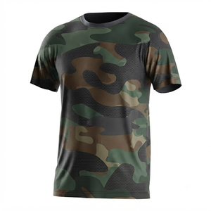 Camiseta de Manga Corta para Hombre, Estampado de Camuflaje por Sublimación, Cuello Redondo, Corte Regular, 100% Poliéster, Transpirable, Informal, Tejido de Punto - Product Image 1