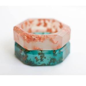 กำไลเรซิ่นทรงกลมสีน้ำตาลลายเรขาคณิตงานฝีมือเครื่องประดับศิลปะ - Product Image 5