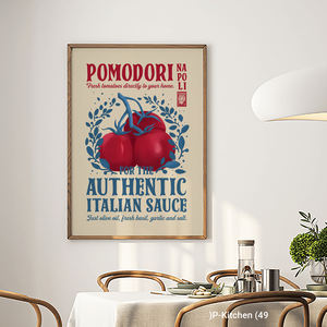 ภาพศิลปะตกแต่งครัวสไตล์วินเทจ ภาพอาหารอิตาเลียนย้อนยุค ภาพวาดมะเขือเทศสีสันสดใสบนผืนผ้าใบสำหรับตกแต่งห้องครัว - Product Image 2