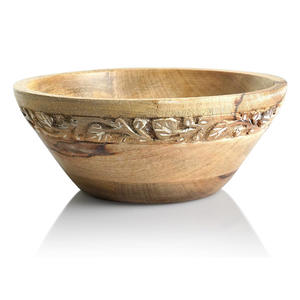 Cuenco de madera de mango tallado a mano para servir ensaladas a granel, cuenco decorativo para mesa de comedor de cocina y uso de almacenamiento de cosméticos - Product Image 4