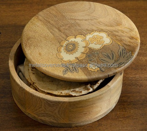 Caja Chapati de madera de lujo más vendida para cocina, cazuela Chapati elegante de forma redonda con técnica de impresión - Product Image 3